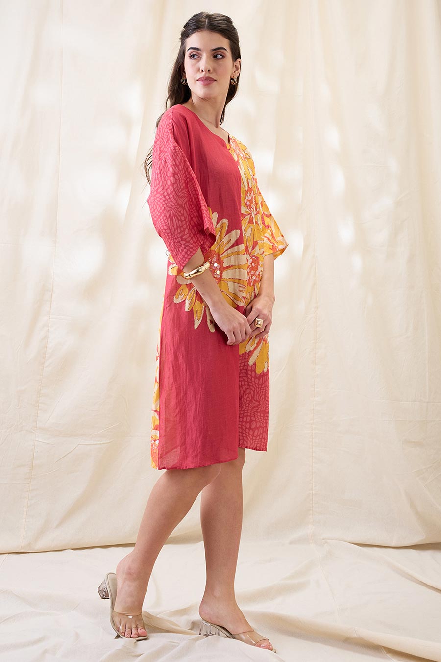 Pink Ravya Embellished Boxy Dress