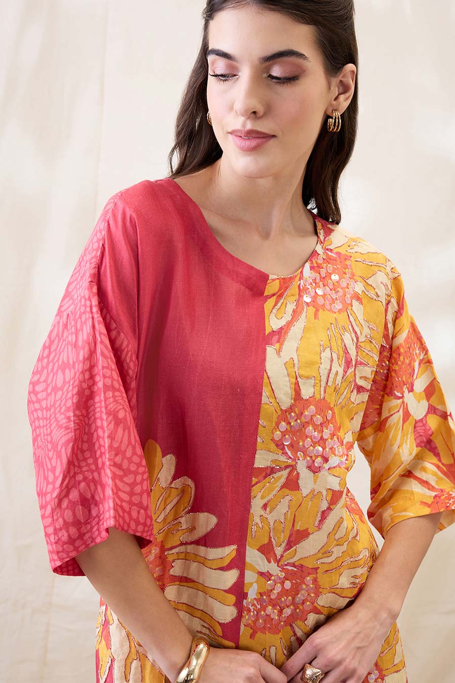 Pink Ravya Embellished Boxy Dress