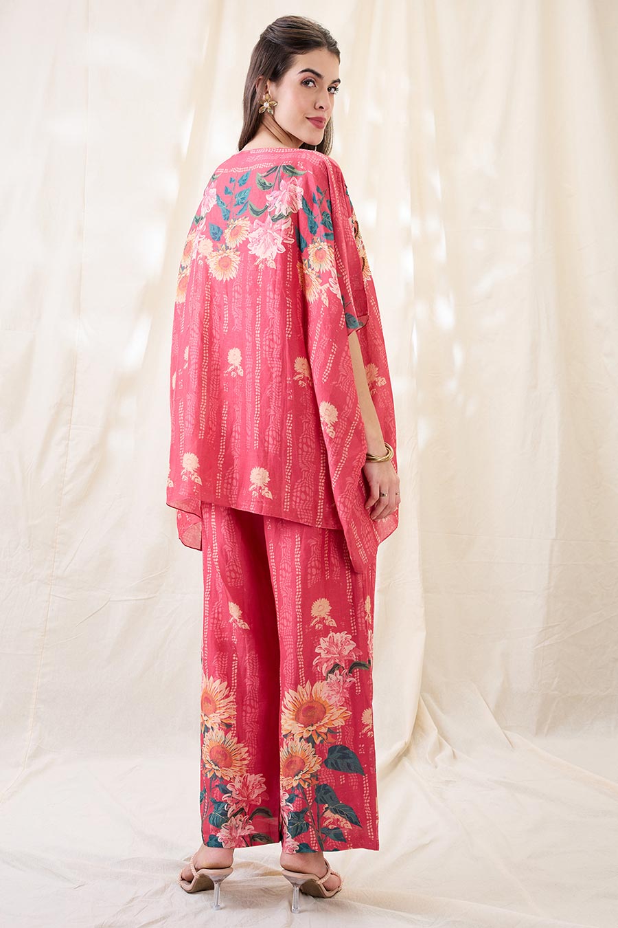 Pink Ravya Embroidered Kimono Co-Ord Set