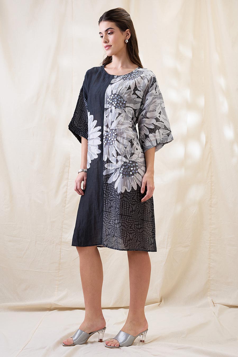 Black Ravya Embellished Boxy Dress