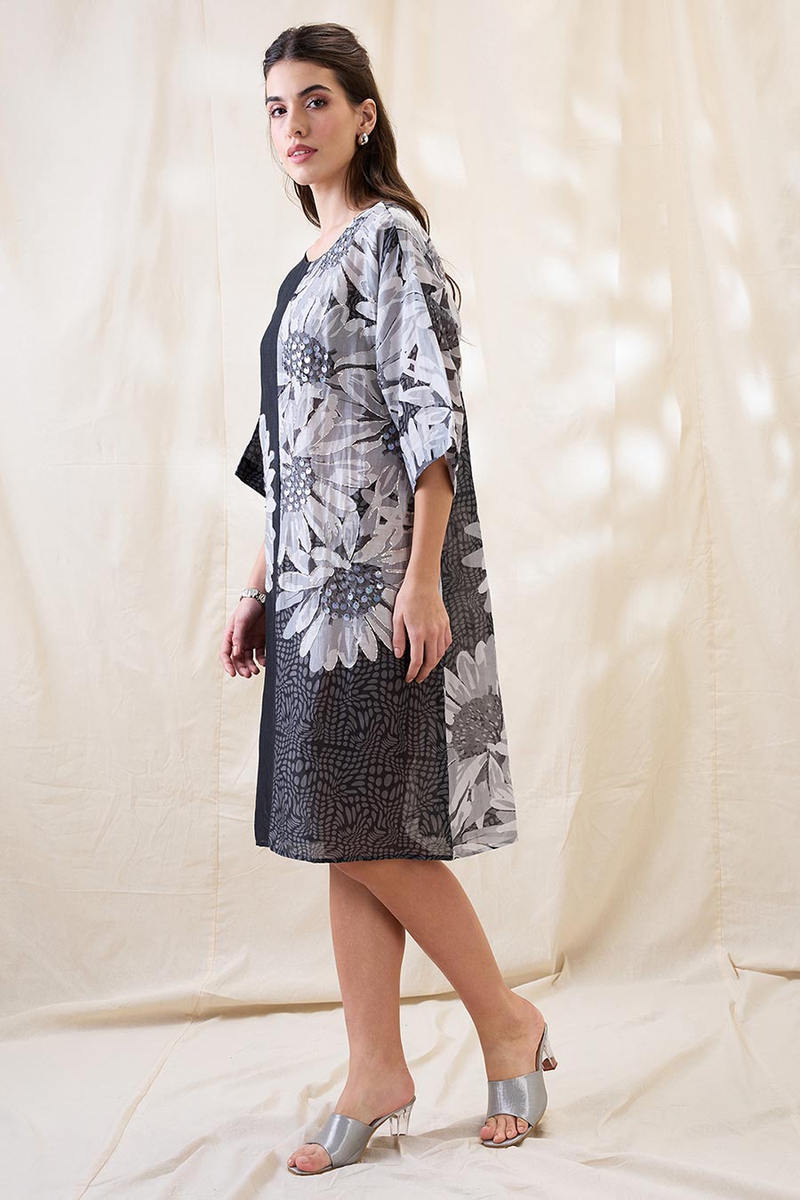 Black Ravya Embellished Boxy Dress