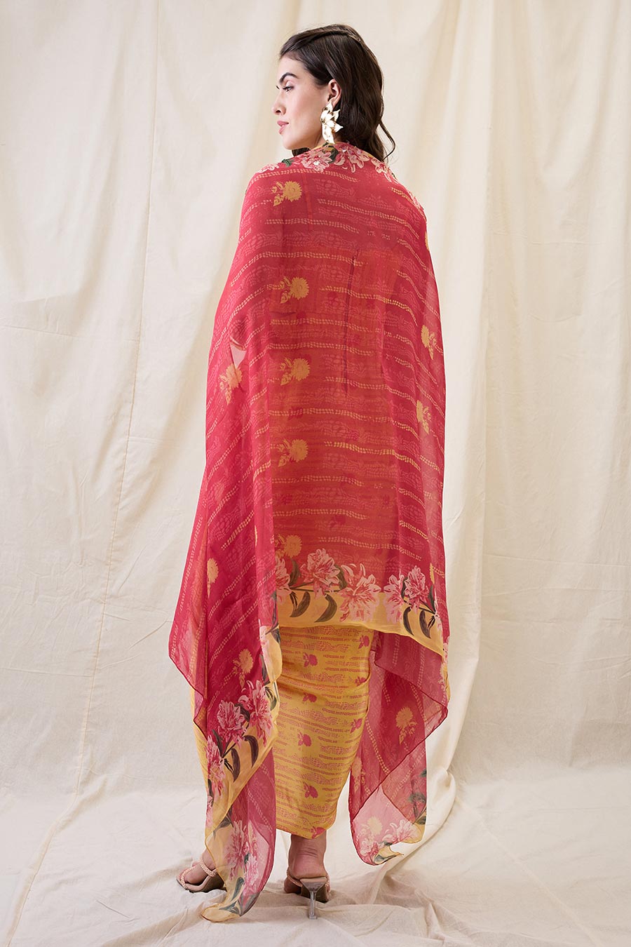 Ravya Drape Dress With Embellished Cape