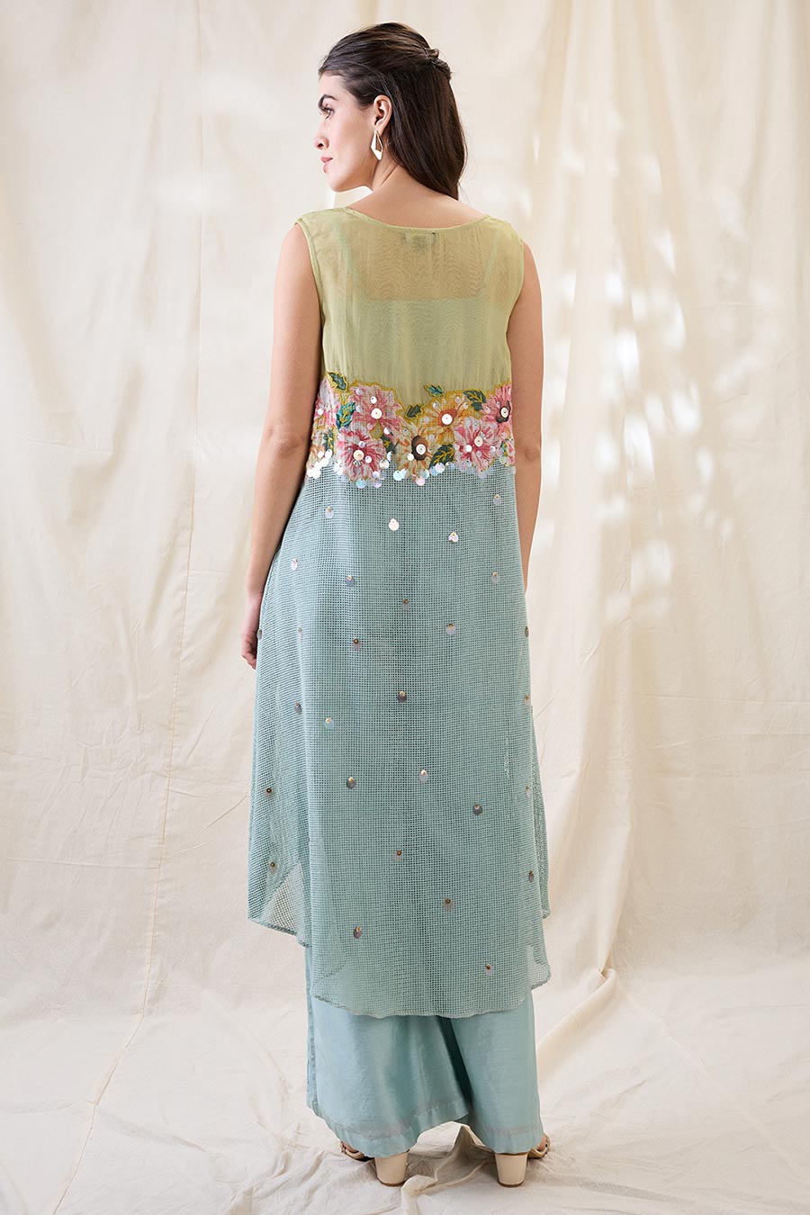 Blue Ravya Co-Ord Set With Embroidered Jacket