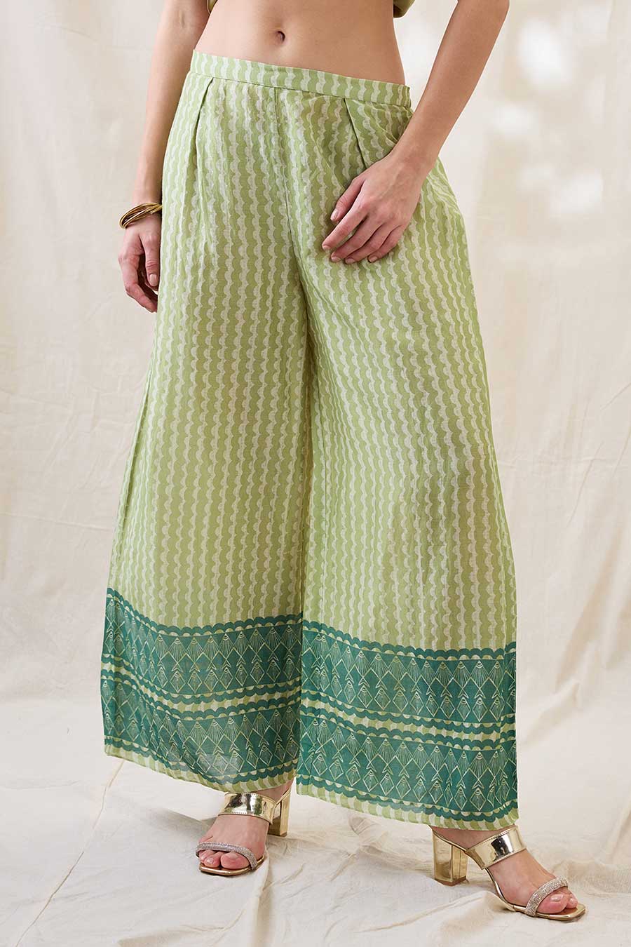 Green Noorani Embellished Angarkha Co-Ord Set
