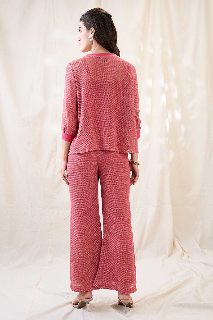 Pink Ravya Cotton Net Appliqued Co-Ord Set