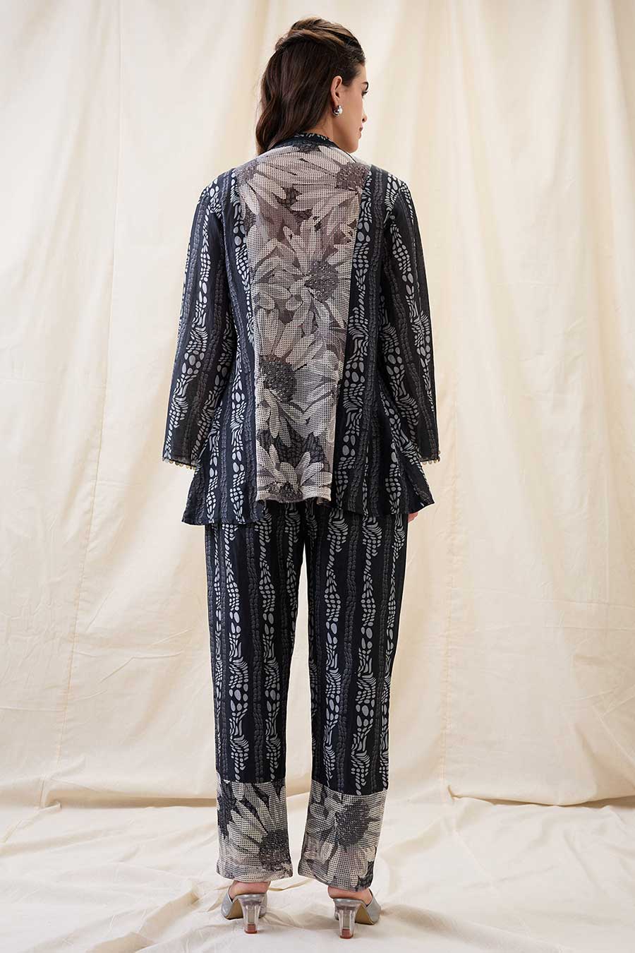 Black Ravya Embellished Tie-Up Co-Ord Set