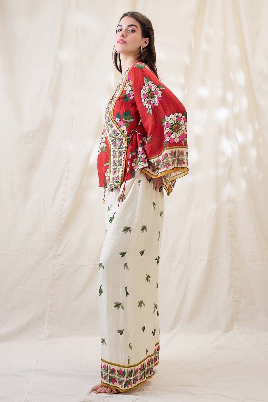 Red Gulzaar Embellished Angarkha Co-Ord Set