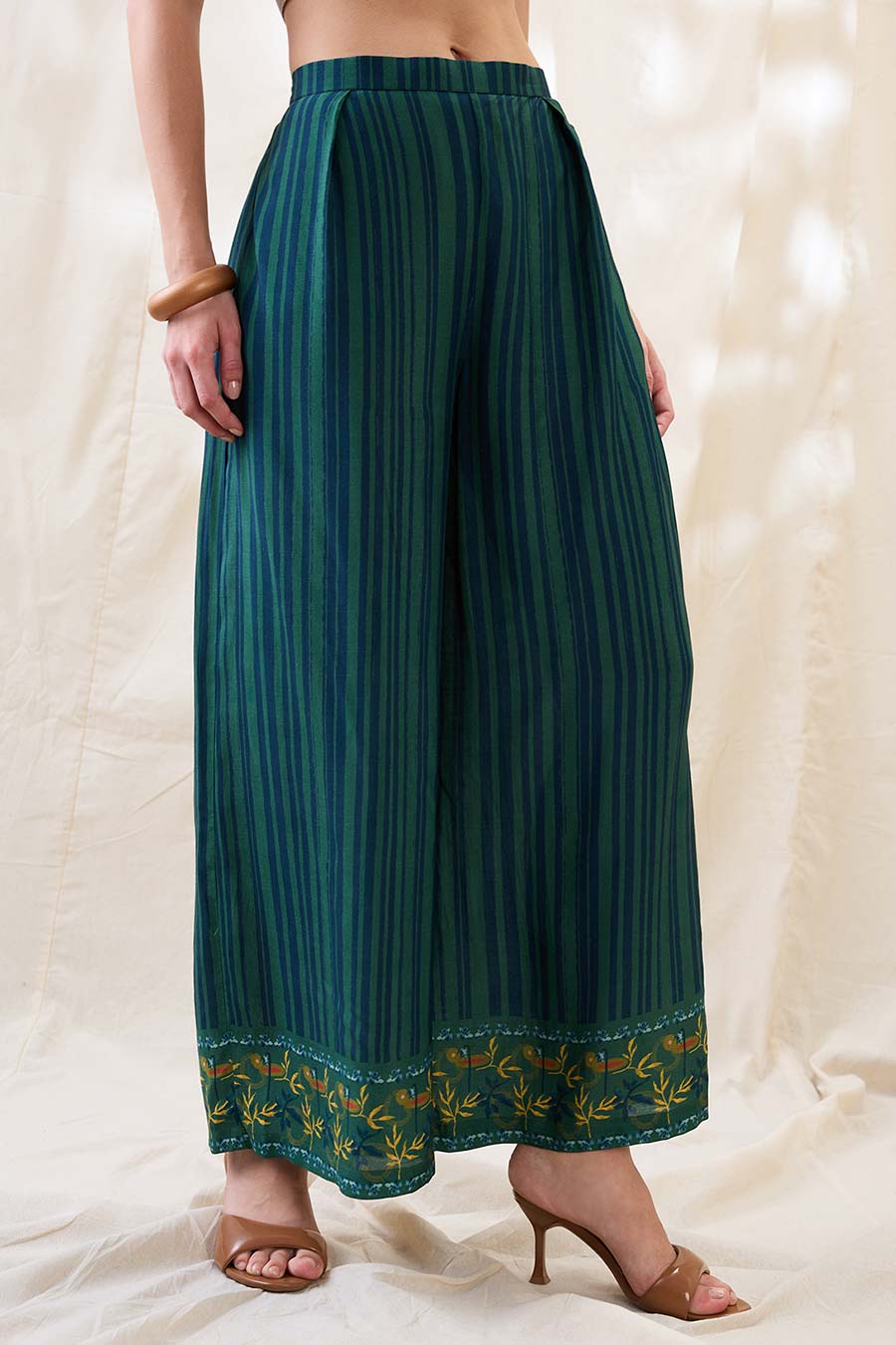 Green Floral Embellished Angarkha Co-Ord Set