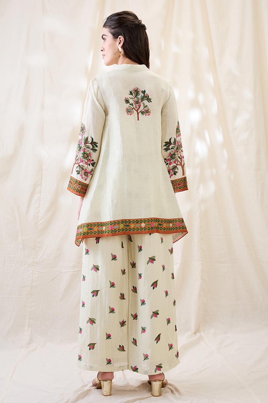 Beige Gulazaar Embroidered Co-Ord Set