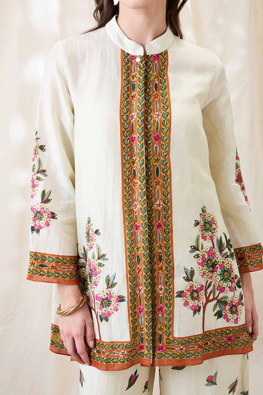 Beige Gulazaar Embroidered Co-Ord Set