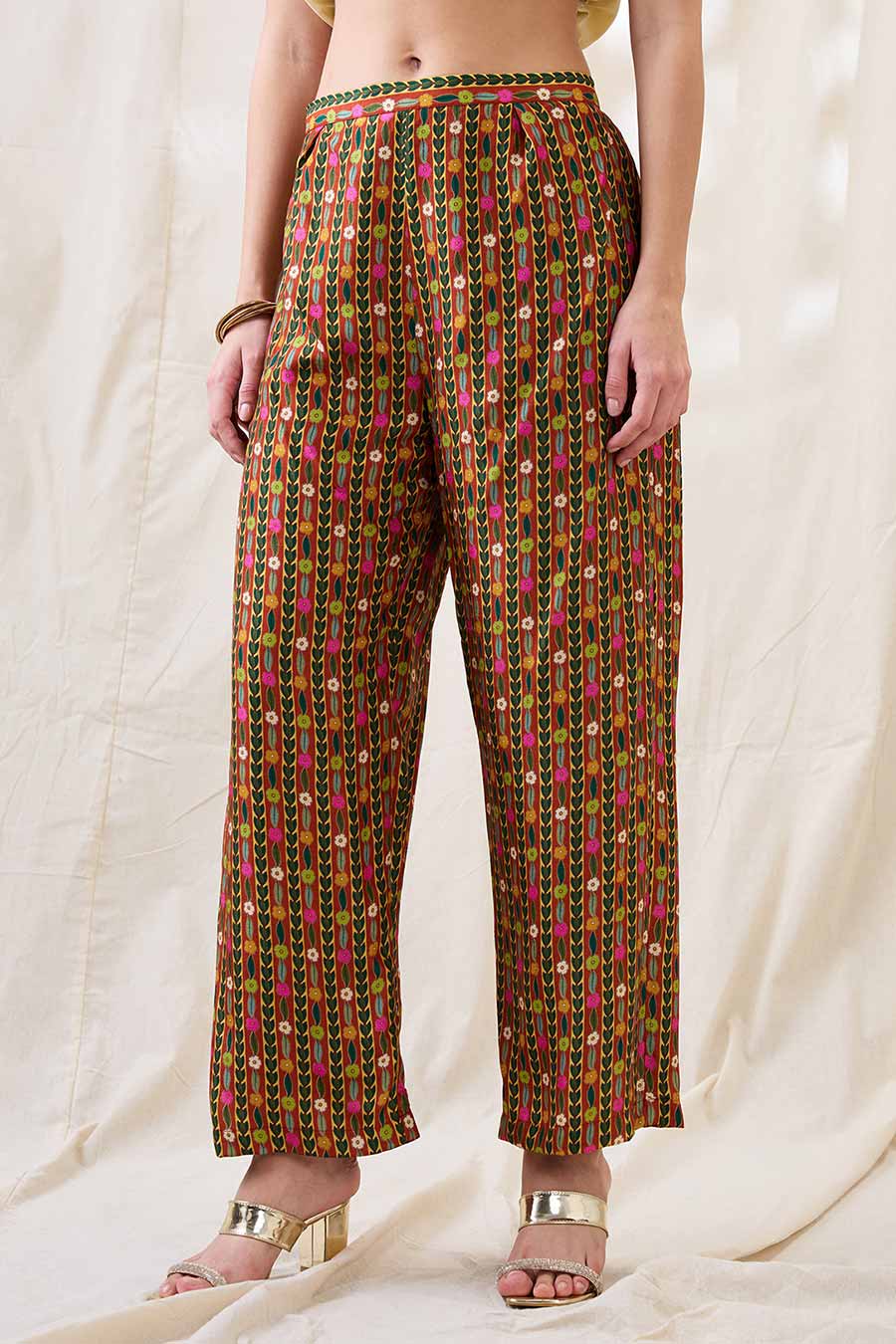 Beige Gulzaar Printed Co-Ord Set With Jacket