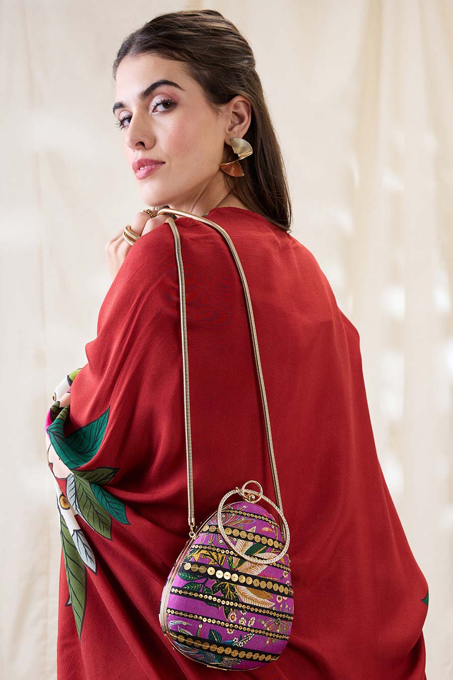 Purple Aarani Embellished Cluth Bag