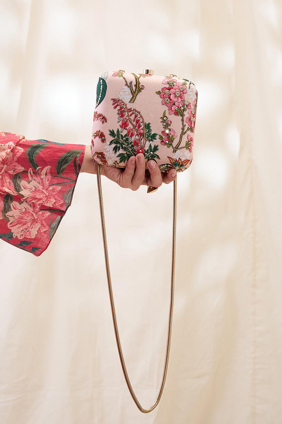 Pink Tamaya Embellished Clutch Bag