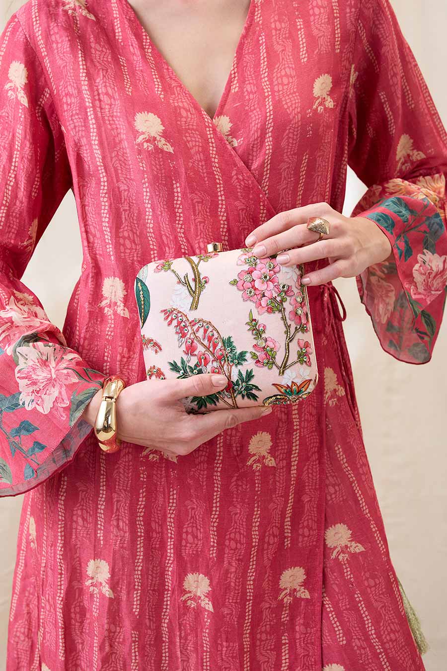 Pink Tamaya Embellished Clutch Bag