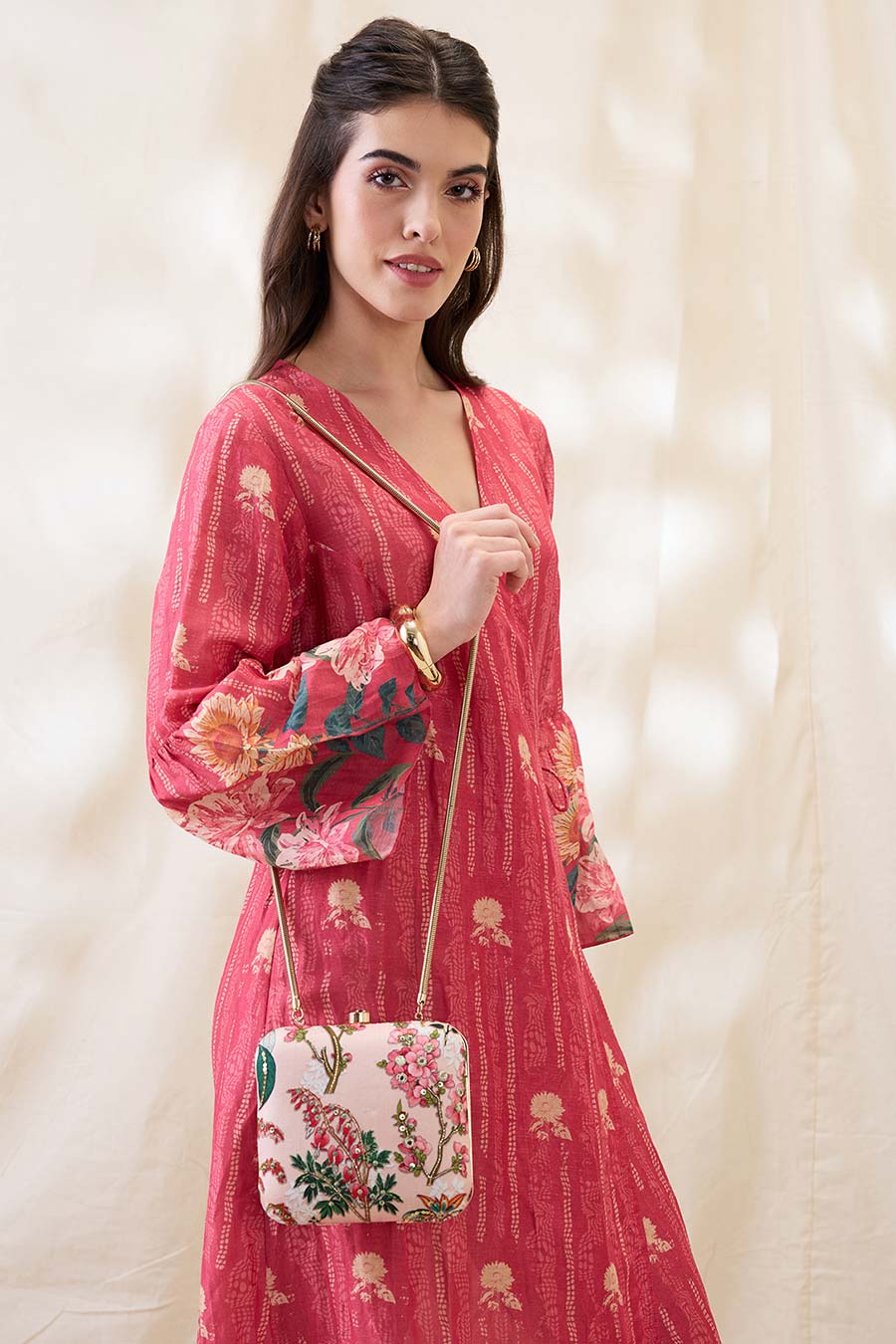 Pink Tamaya Embellished Clutch Bag