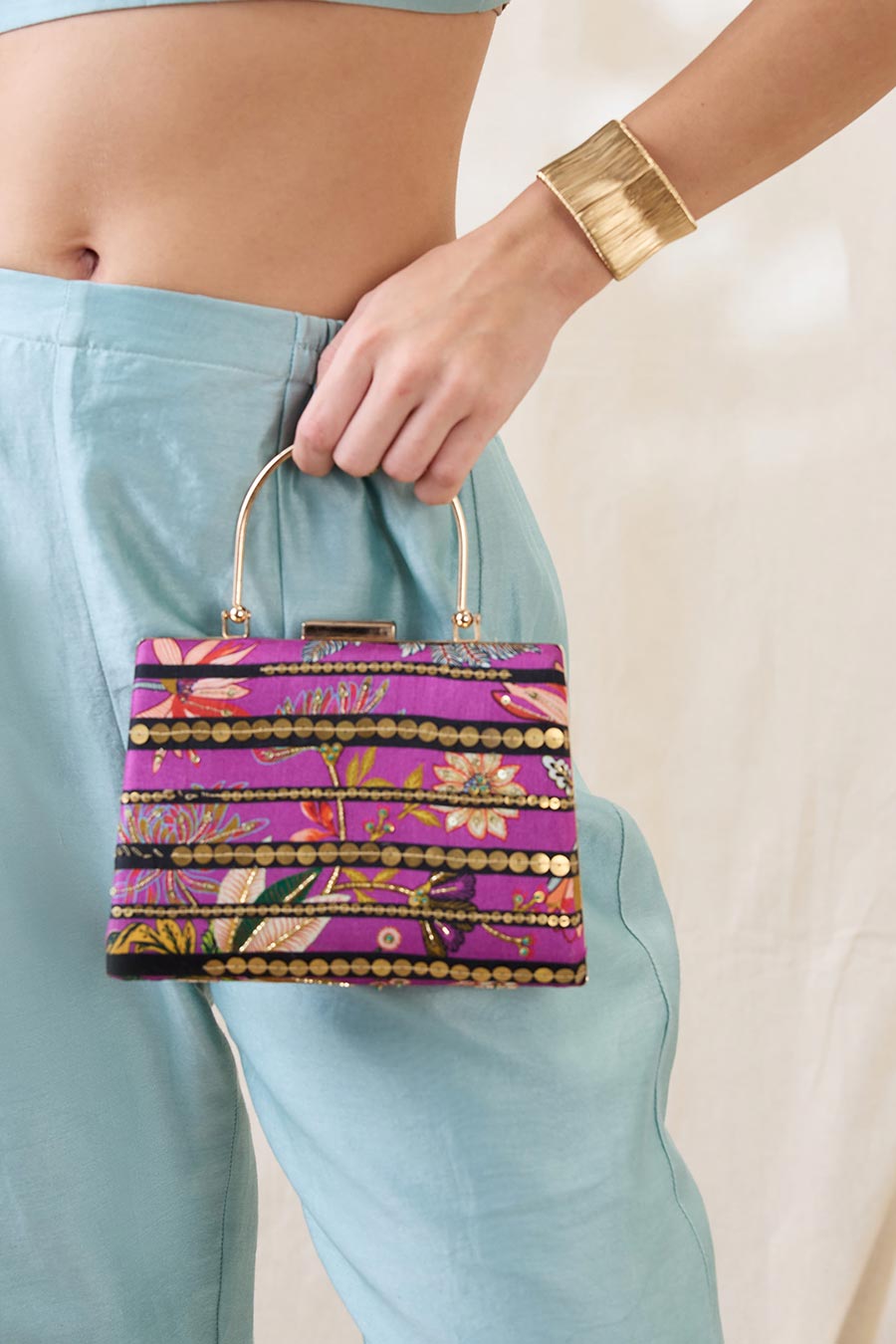 Purple Aarani Embellished Clutch Bag