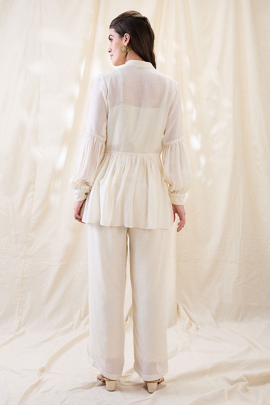 White Linen Gulzaar Applique Co-Ord Set