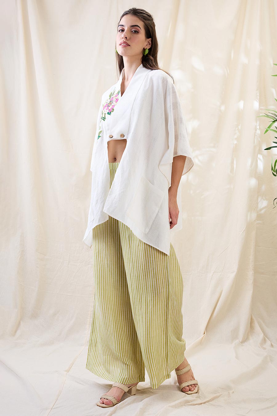White Printed Gulzaar Appliqued Co-Ord Set