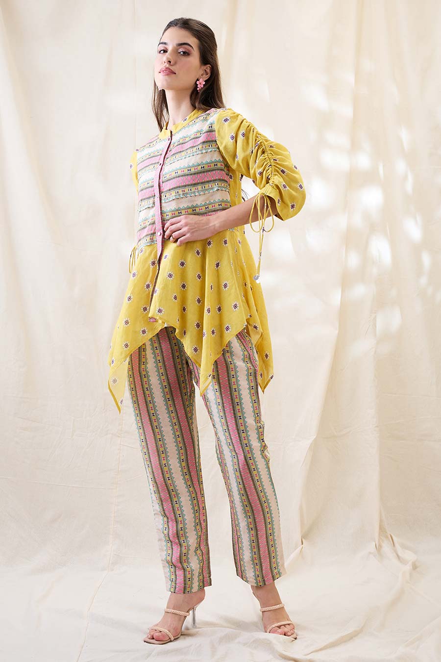 Yellow Nooma Printed Handkerchief Co-Ord Set