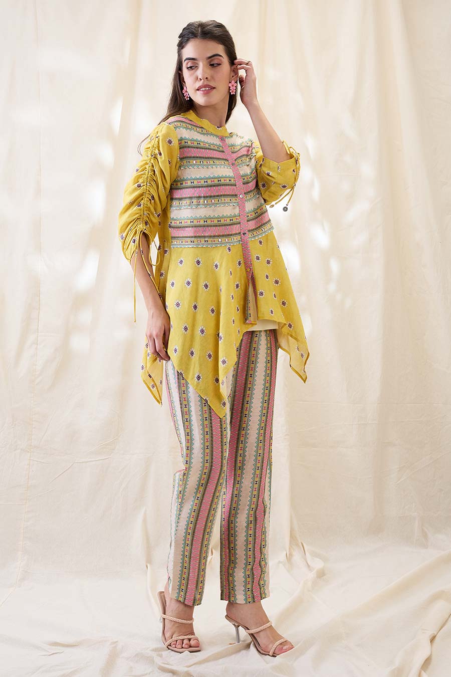 Yellow Nooma Printed Handkerchief Co-Ord Set