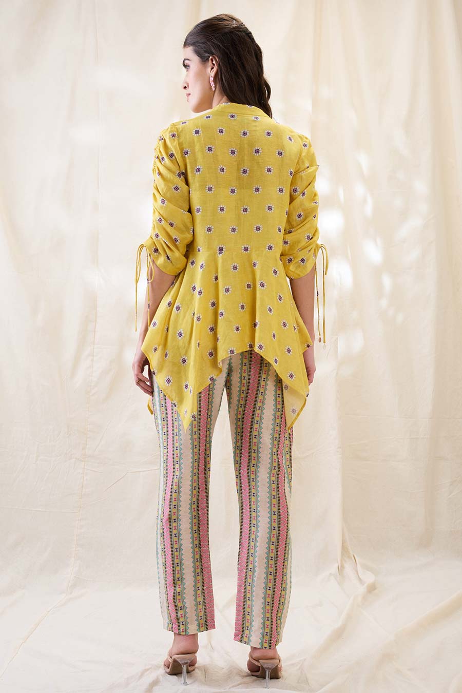 Yellow Nooma Printed Handkerchief Co-Ord Set