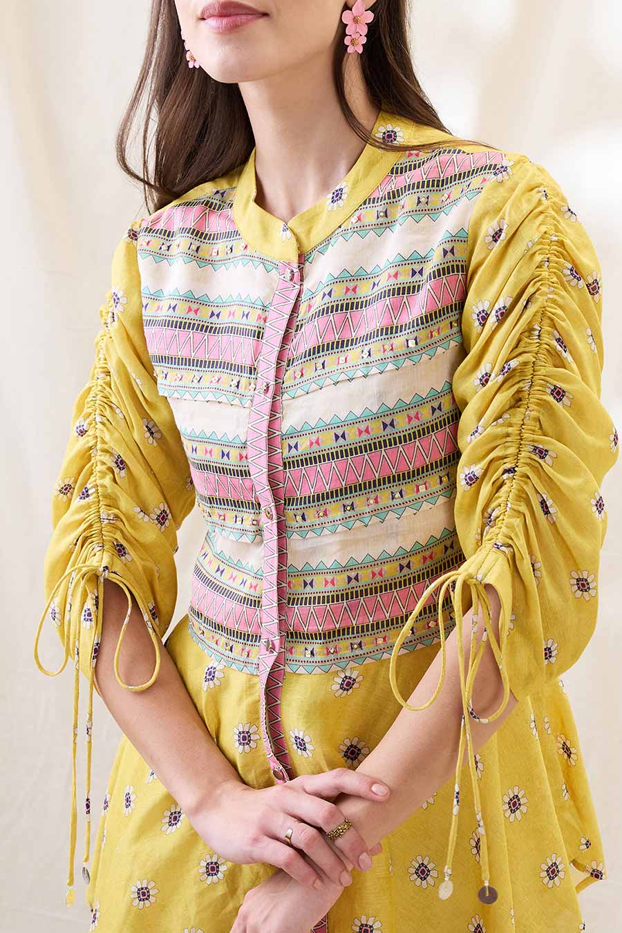 Yellow Nooma Printed Handkerchief Co-Ord Set