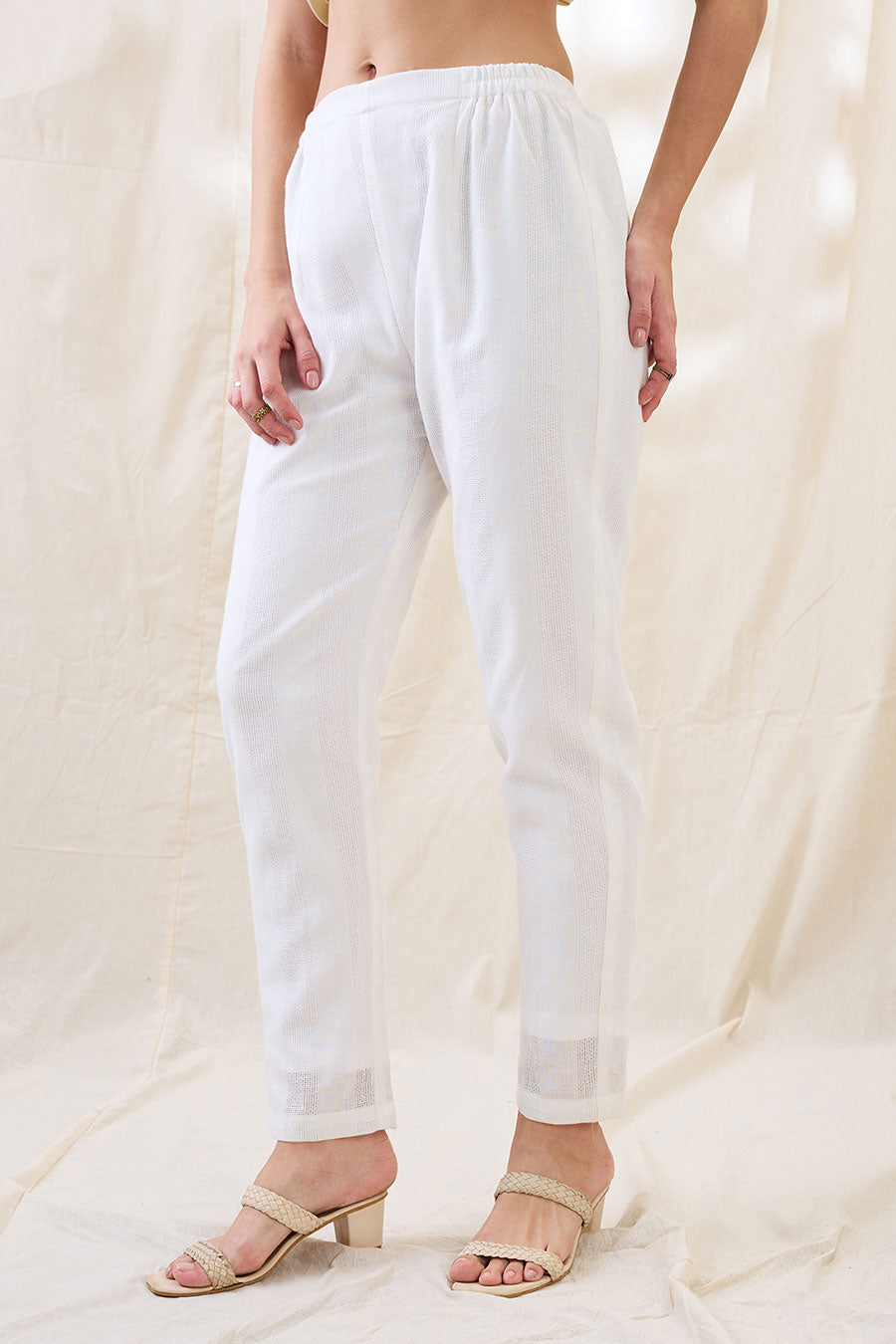 White Linen Gulzaar Appliqued Co-Ord Set