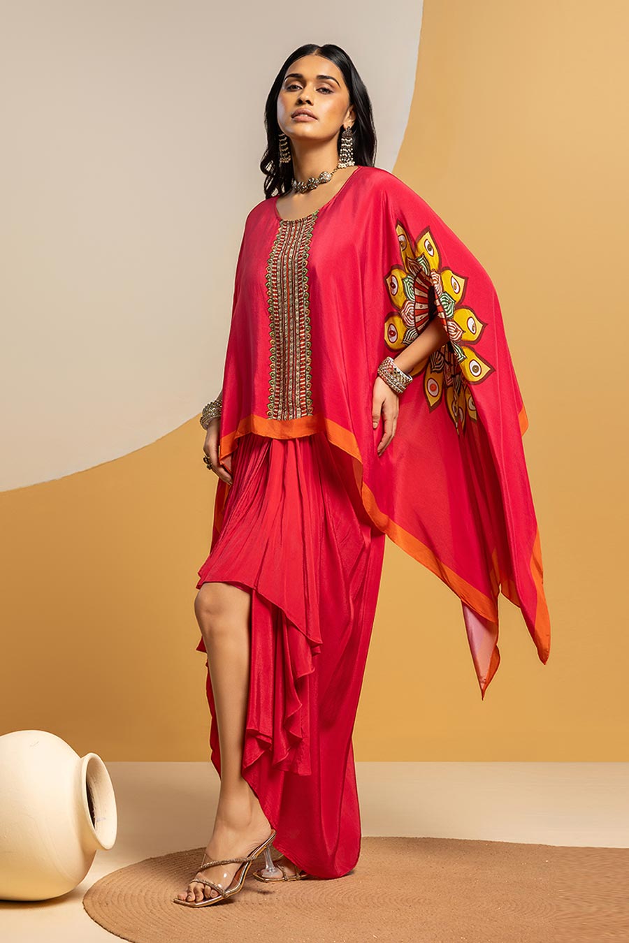 Taarani Pink Embellished Top & Skirt Set