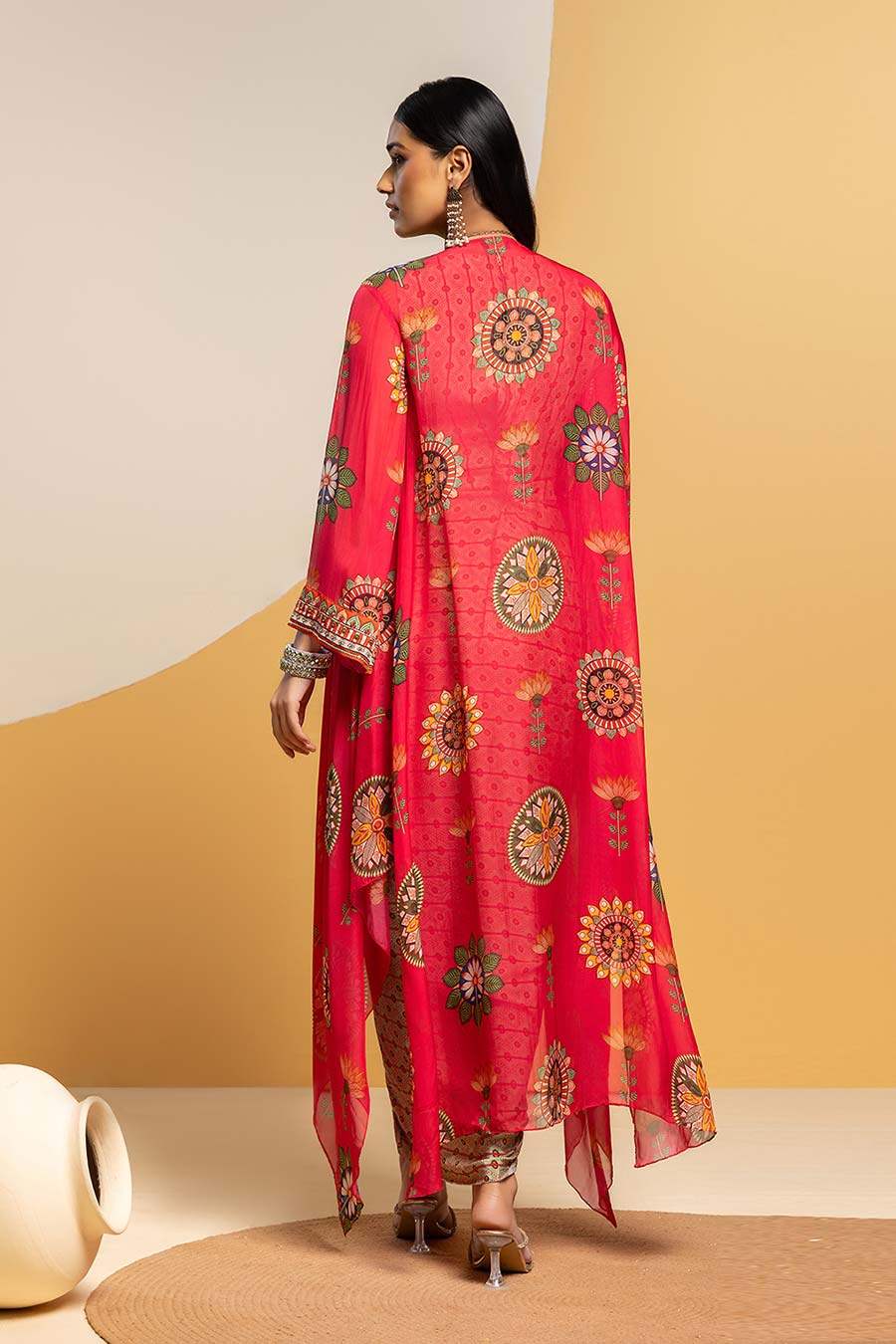 Taarani Drape Dress & Embellished Jacket Set