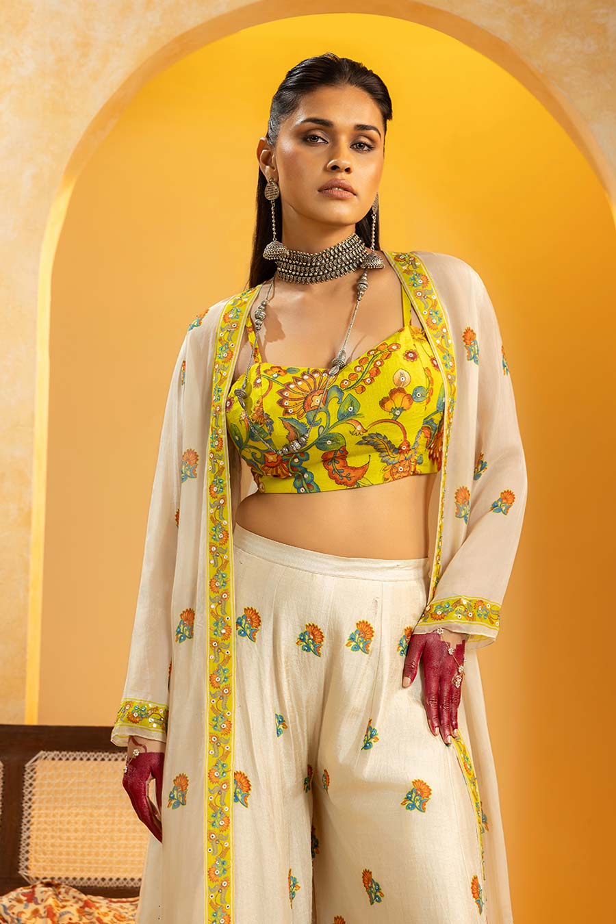 Rangtara Embellished Co-Ord Set With Jacket