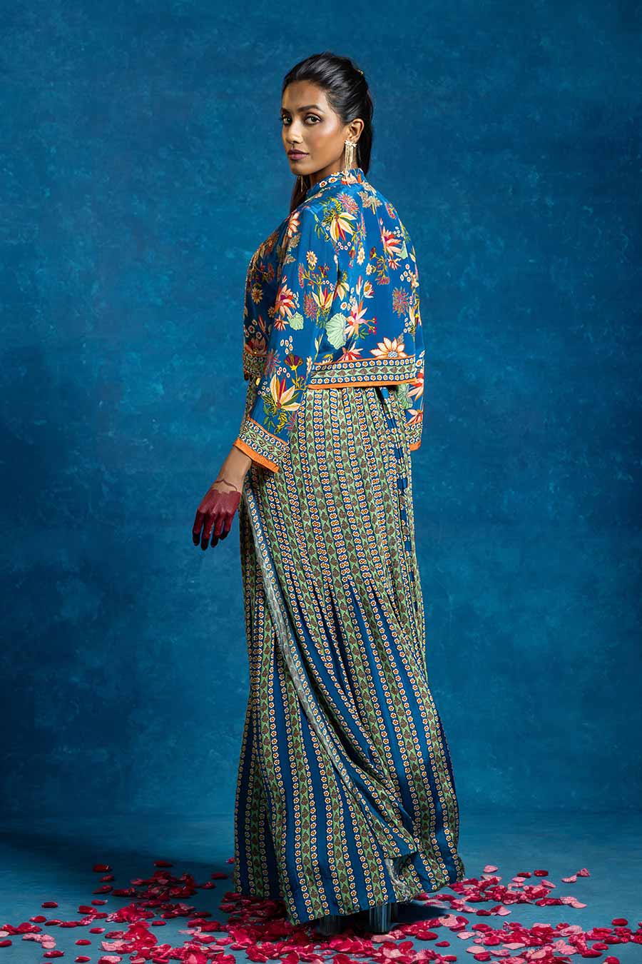 Aarani Blue Embellished Jumpsuit & Jacket Set