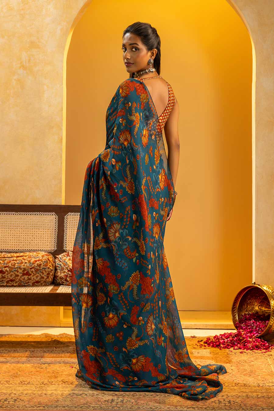 Rangtara Embellished Pre-Stitched Saree & Blouse Set