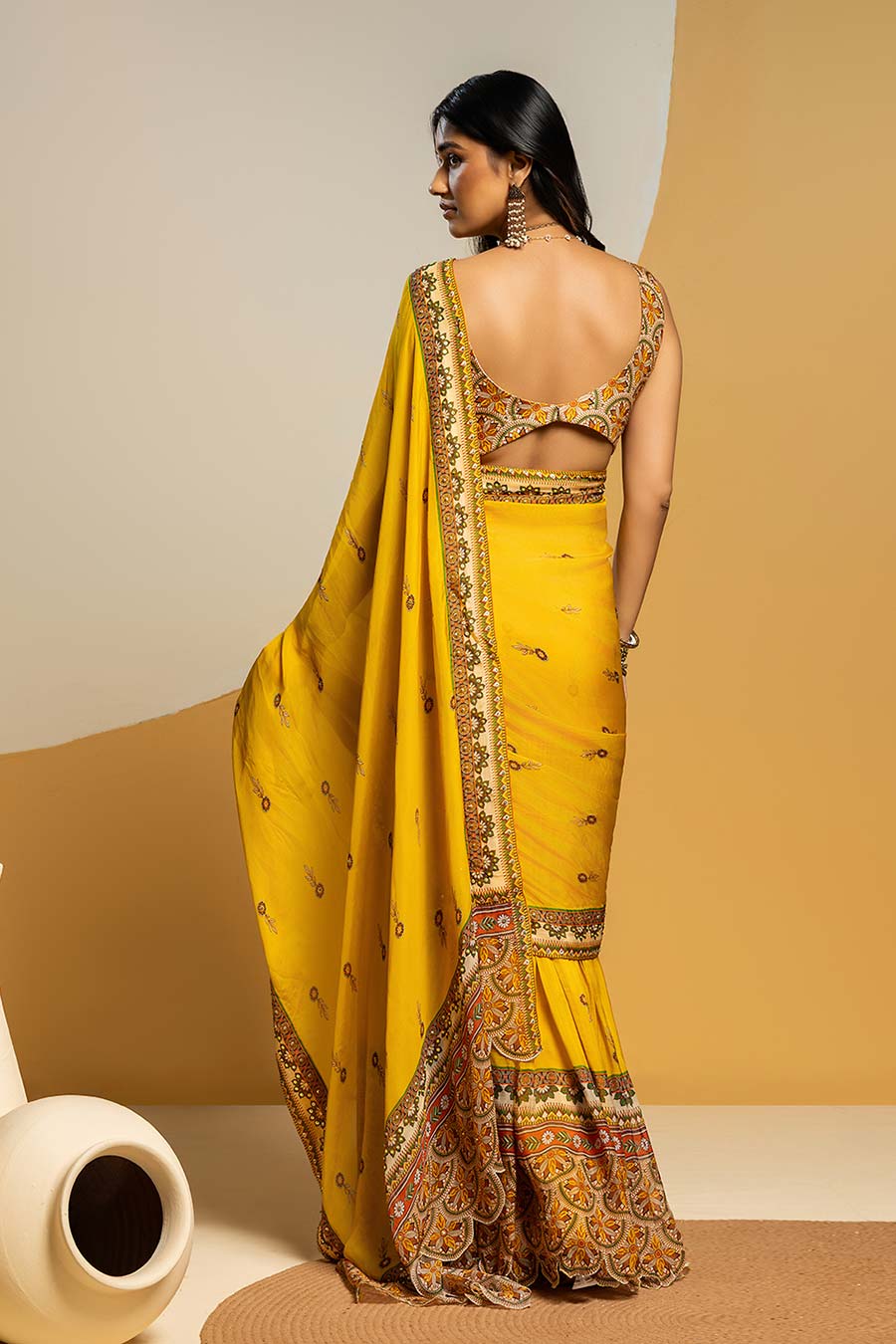 Taarani Embellished Pre-Stitched Saree & Blouse Set