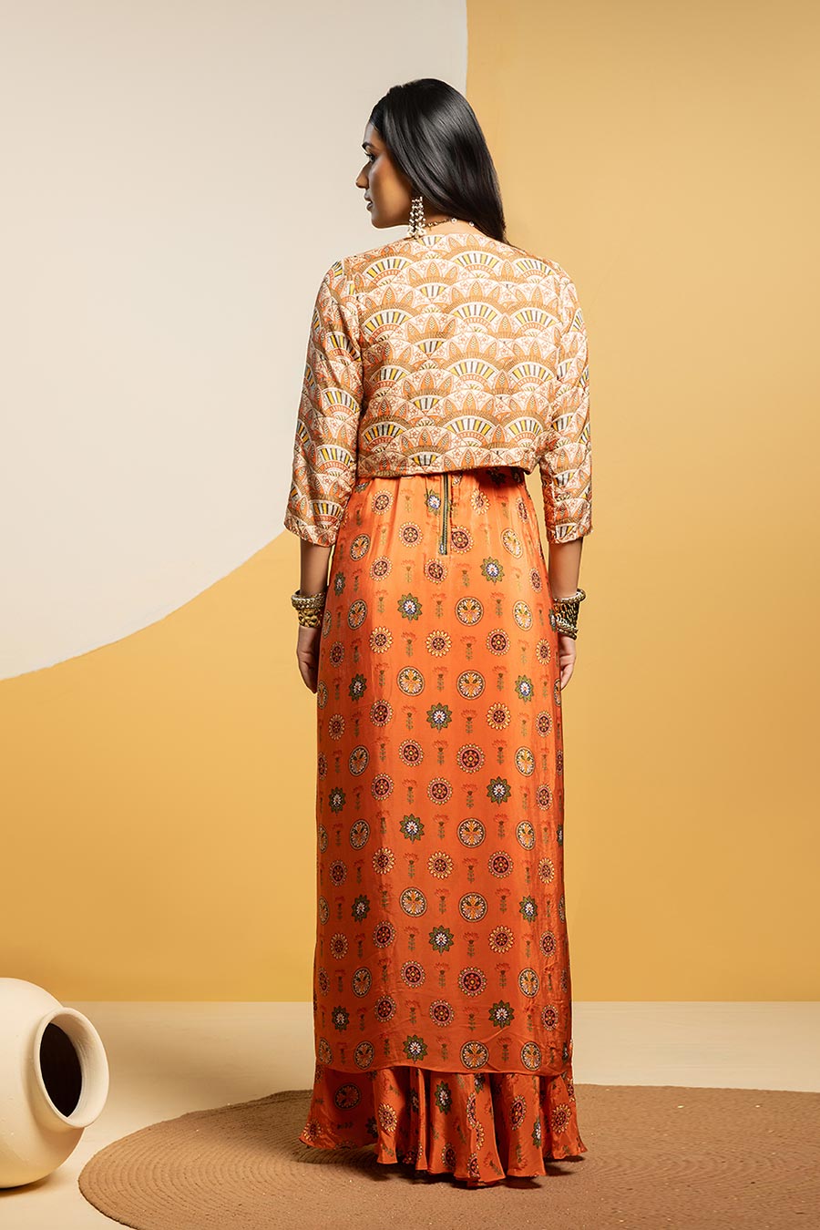 Taarani Embellished Drape Dress & Jacket Set