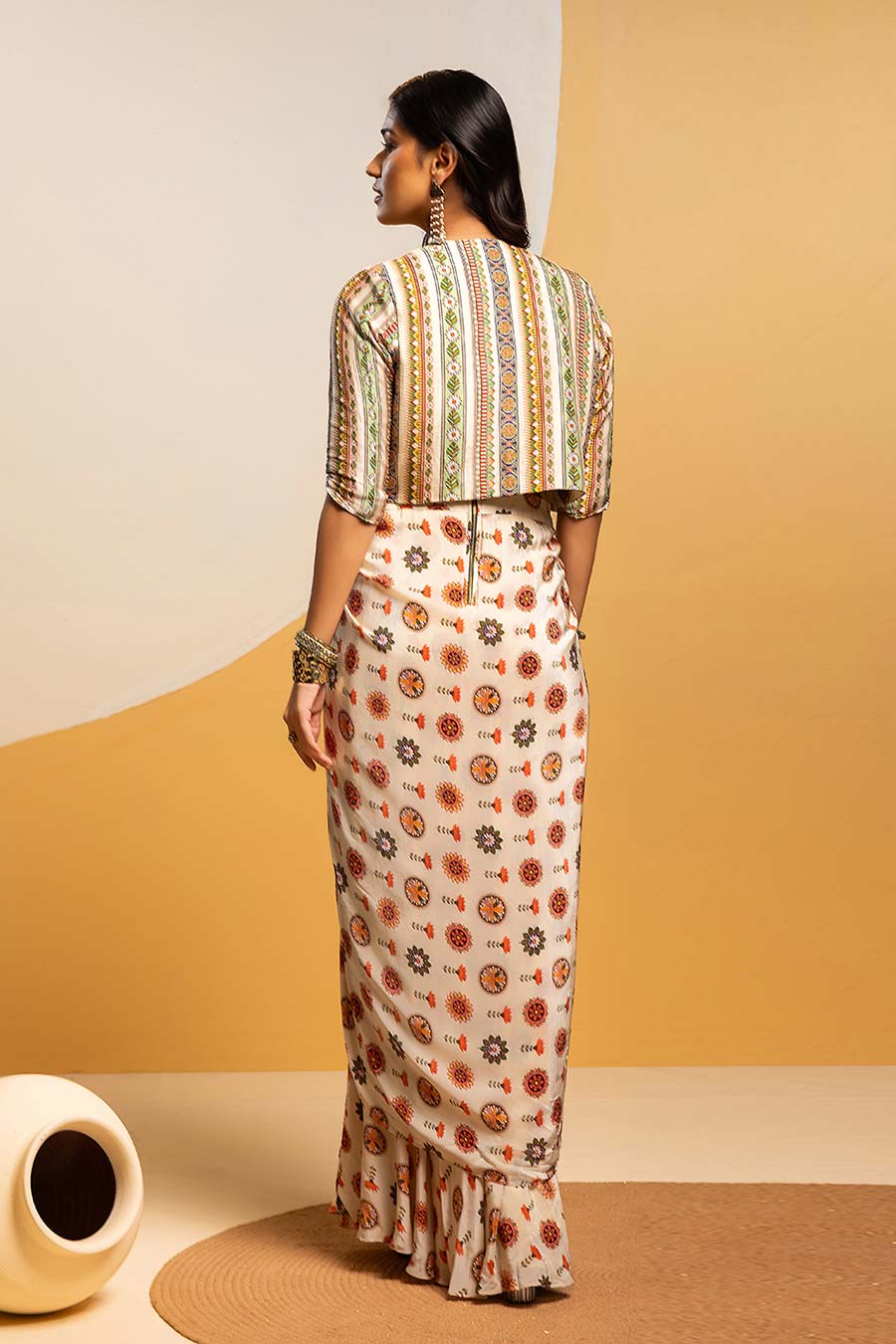 Taarani Embellished Drape Dress & Jacket Set