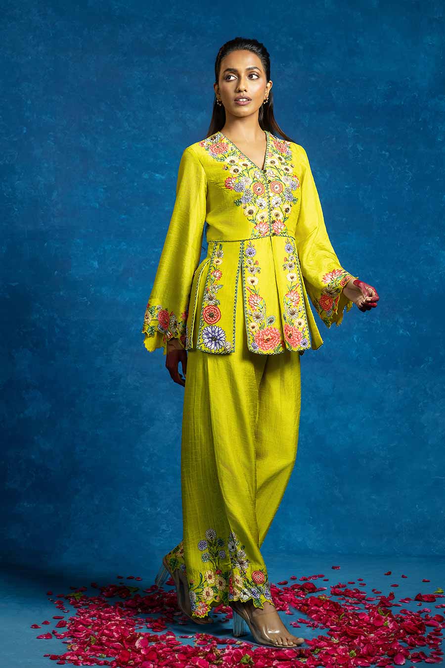 Baghira Yellow Embellished Panelled Co-Ord Set
