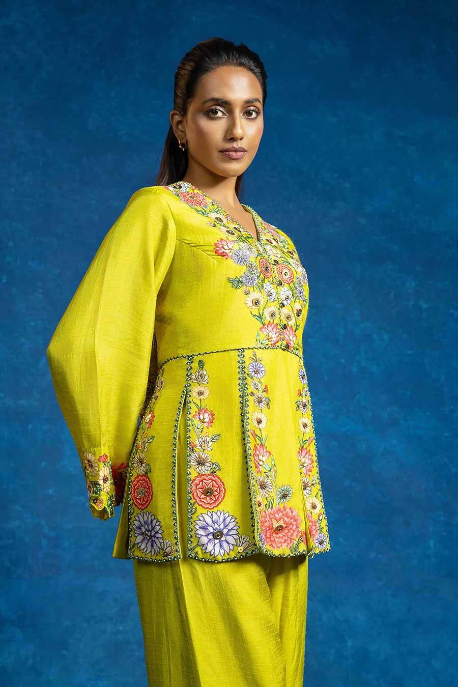 Baghira Yellow Embellished Panelled Co-Ord Set