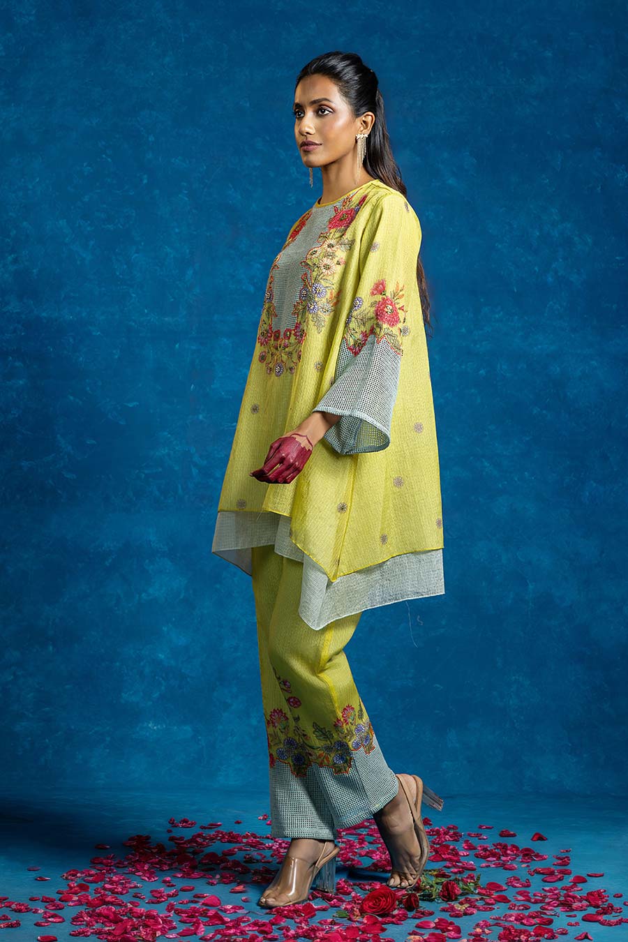 Baghira Yellow Appliqued Layered Co-Ord Set