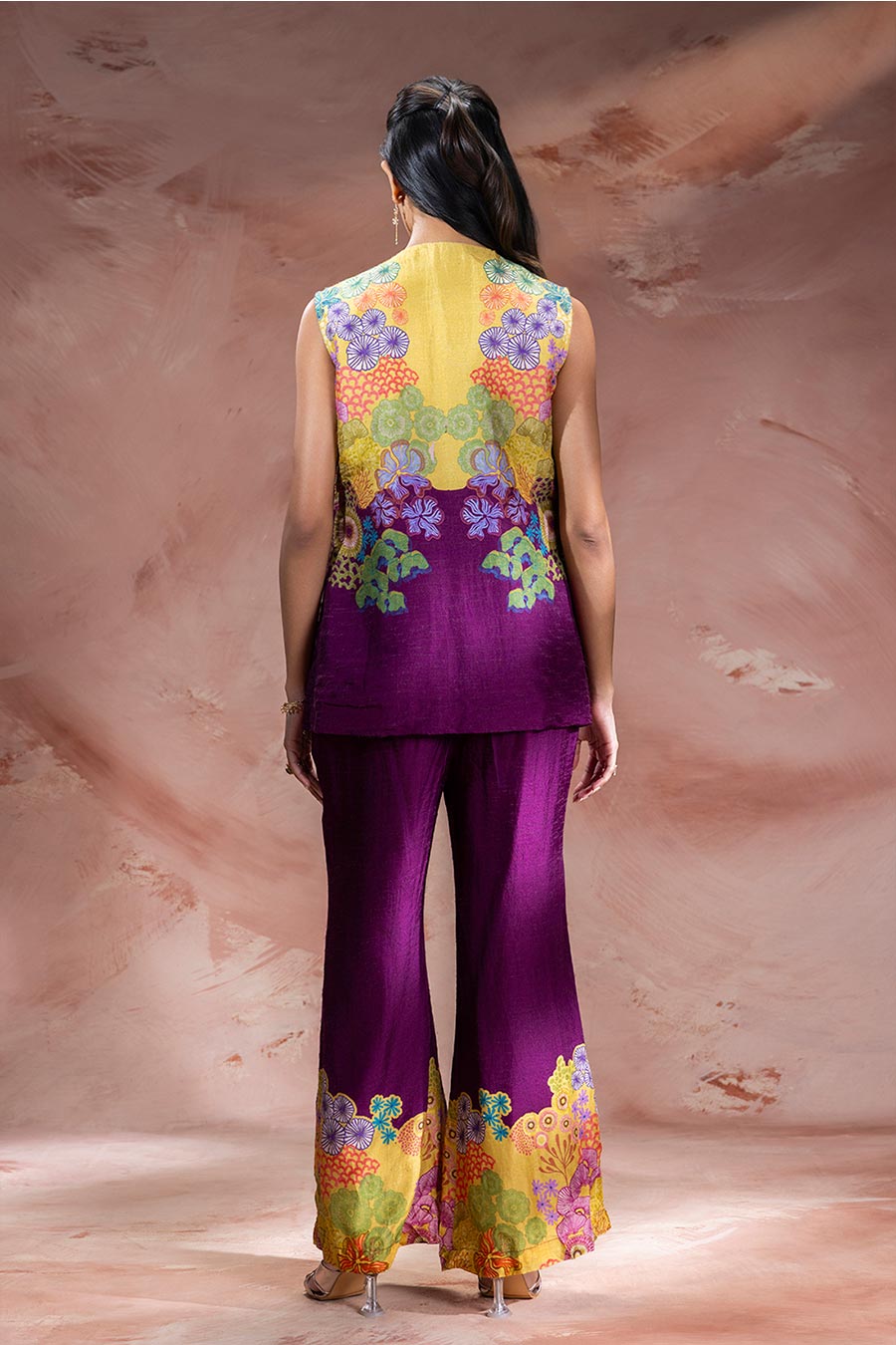 Purple Kaia Embroidered Co-Ord Set With Jacket