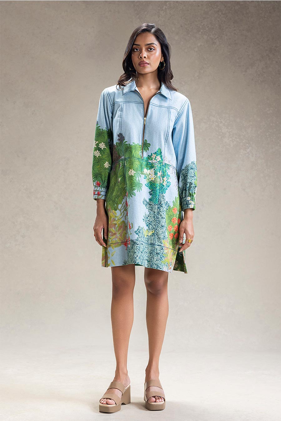 Blue Blume Printed Boxy Short Dress