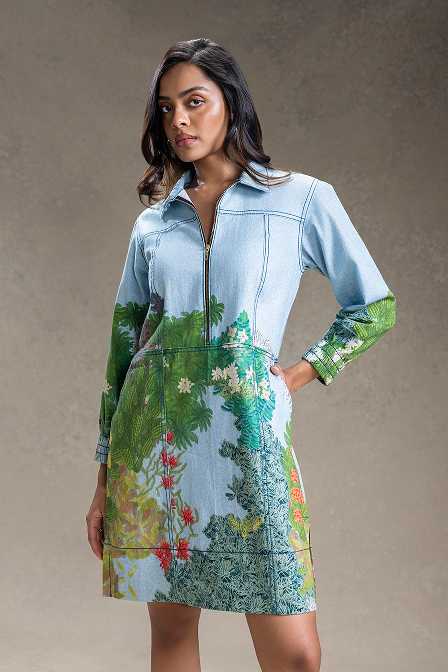 Blue Blume Printed Boxy Short Dress