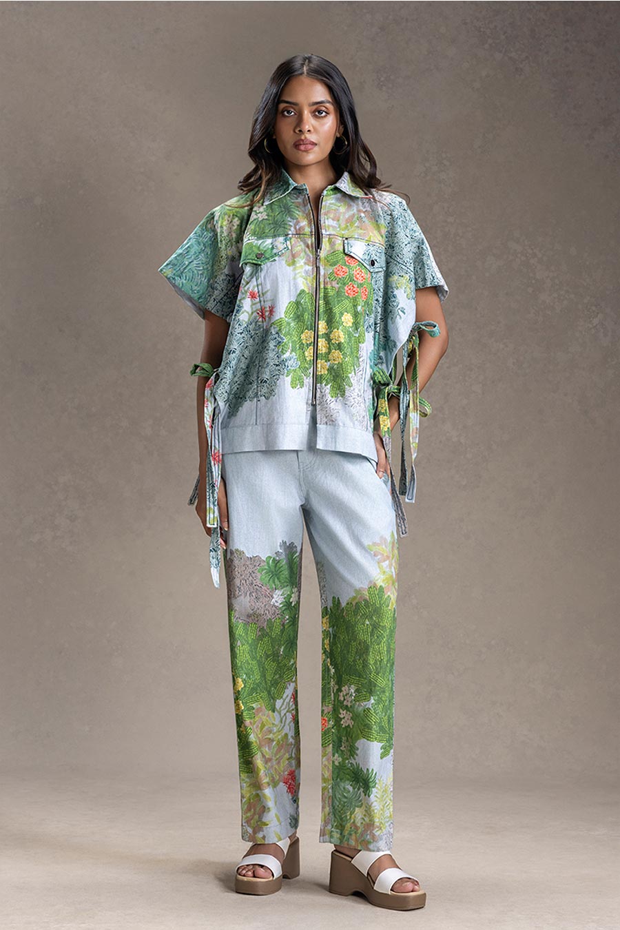 Blue Blume Printed Shacket & Pants Co-Ord Set