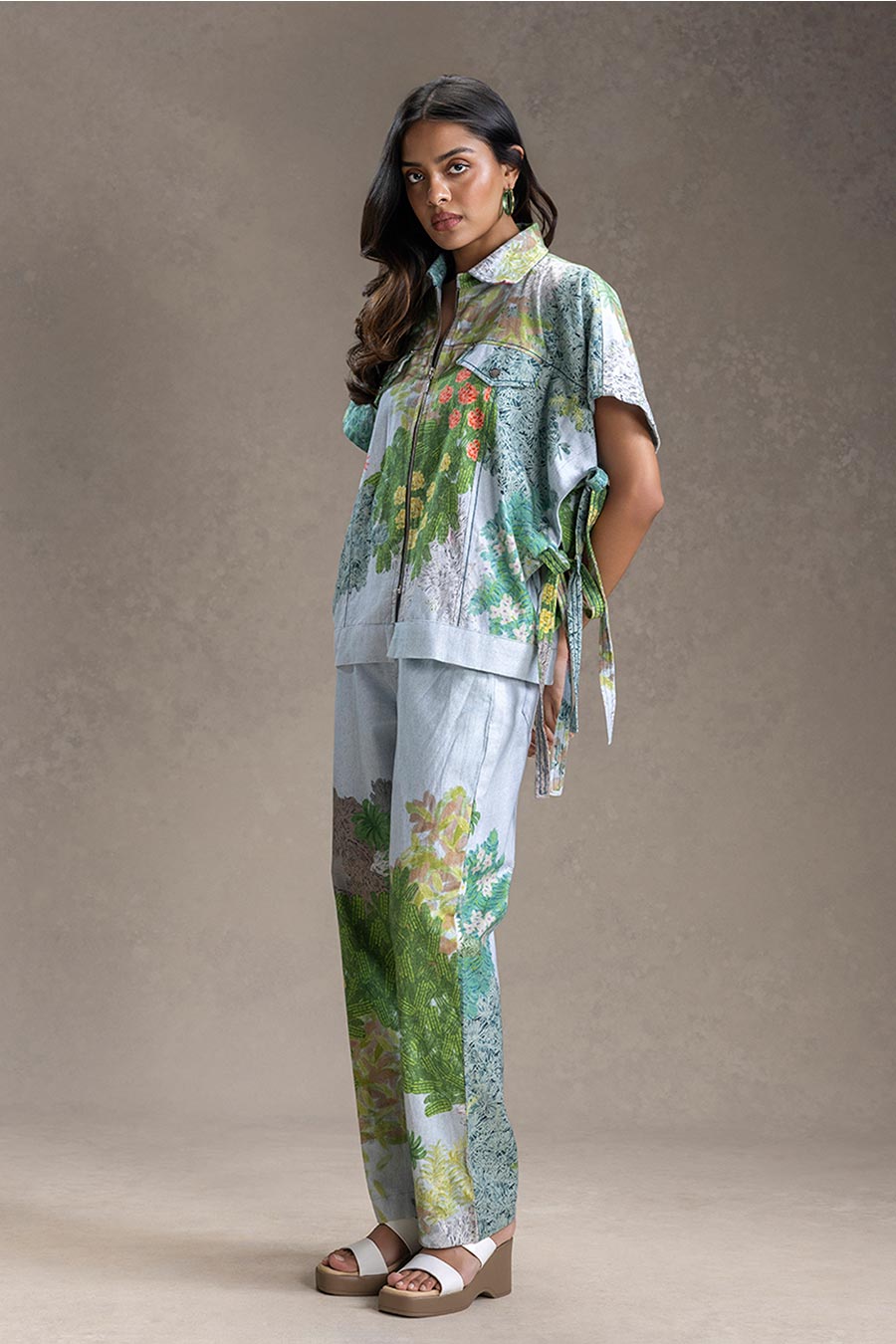 Blue Blume Printed Shacket & Pants Co-Ord Set