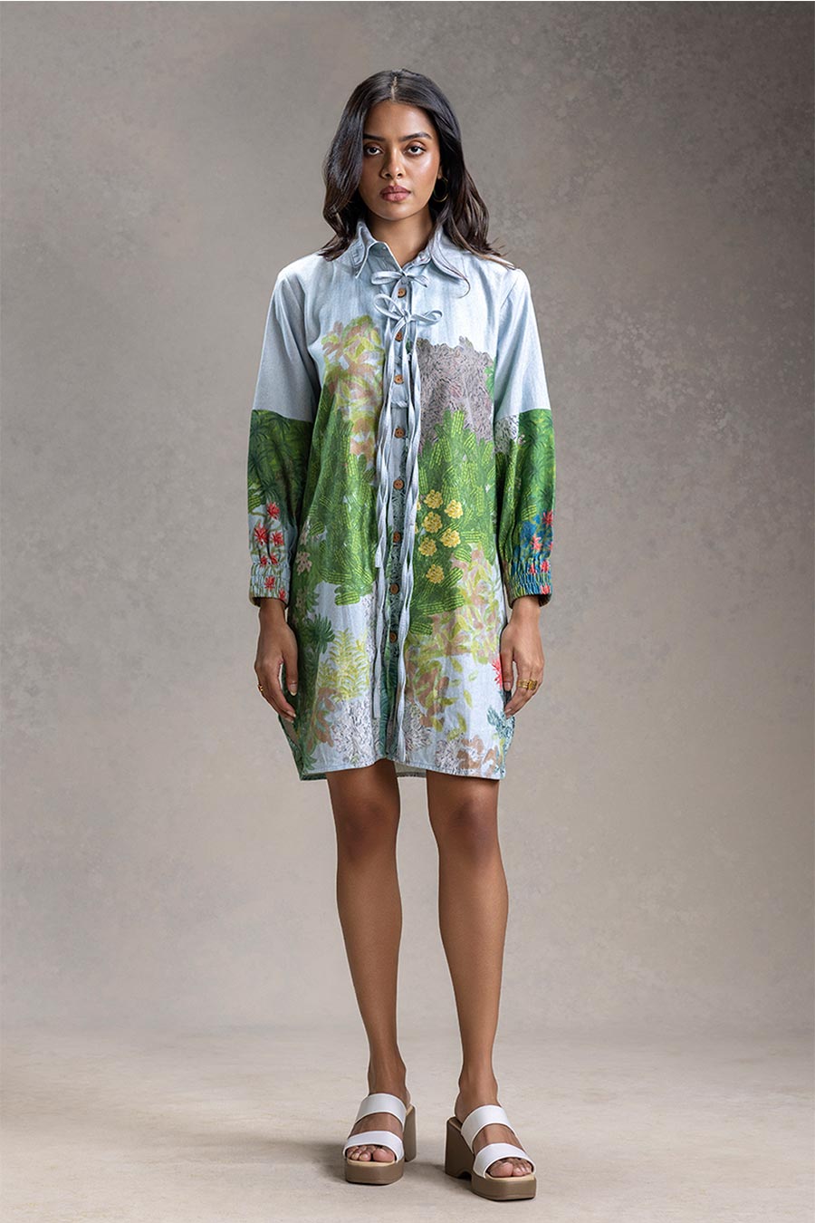 Blue Blume Printed Shirt Dress