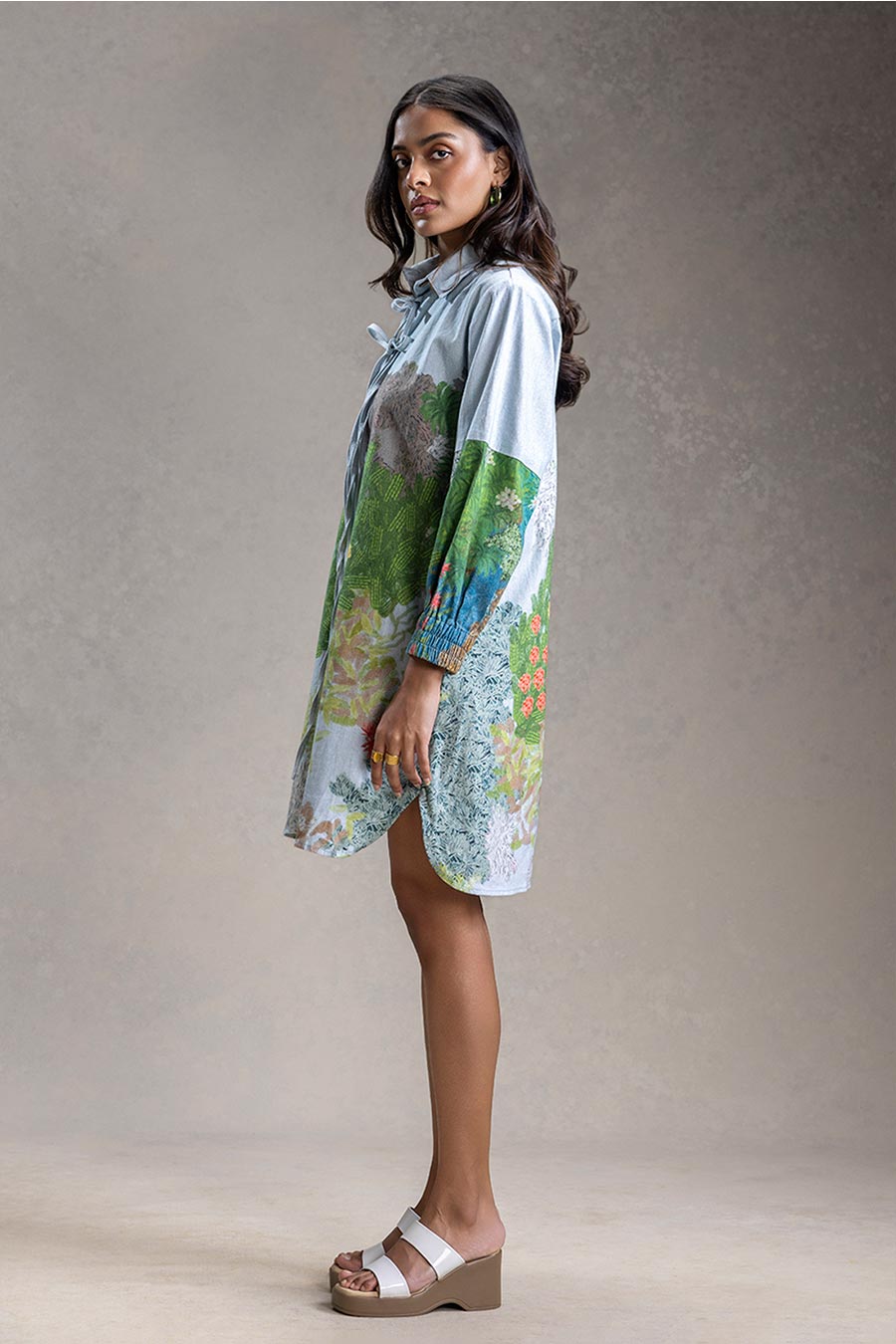 Blue Blume Printed Shirt Dress