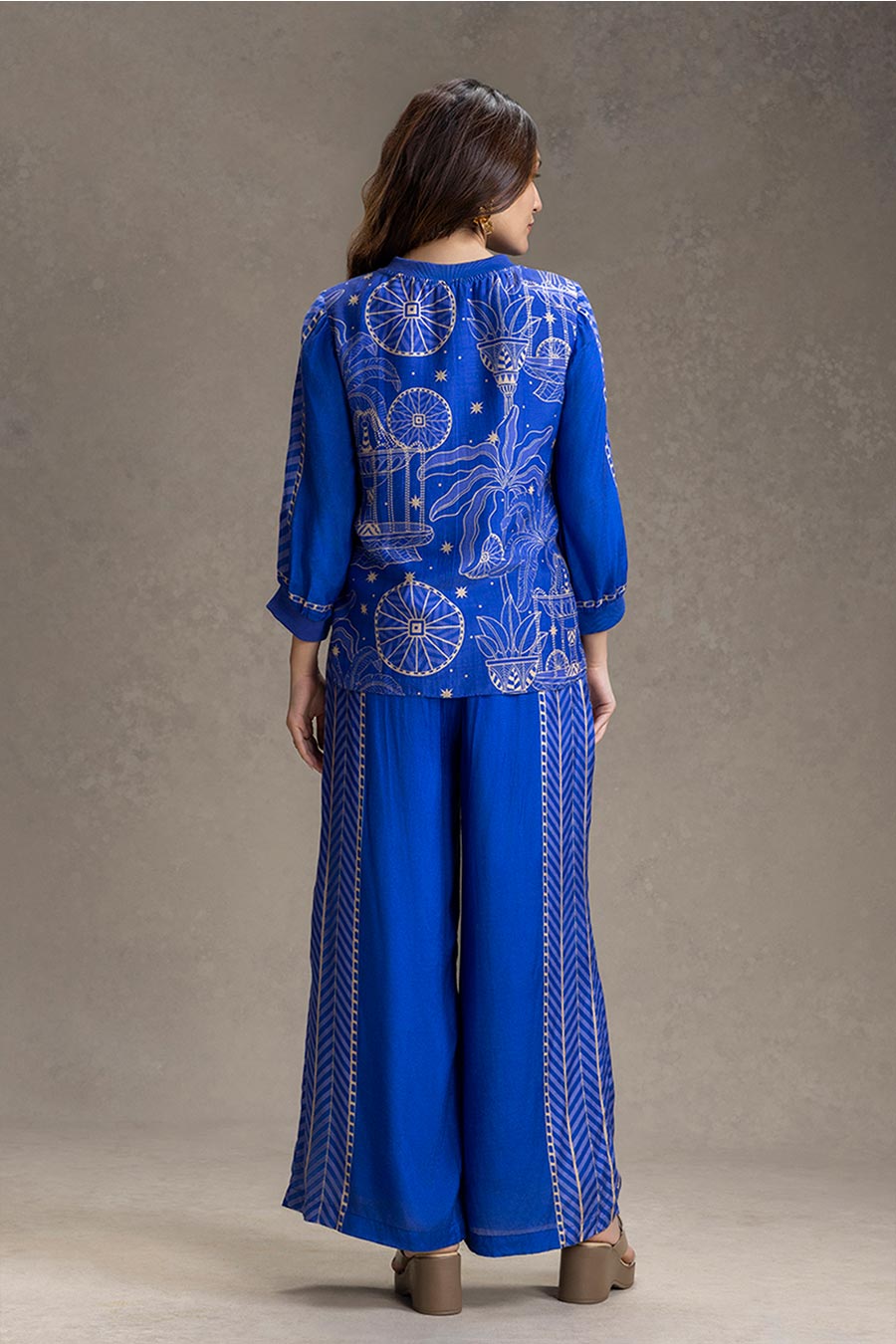 Blue Kyomi Printed Top & Pants Co-Ord Set