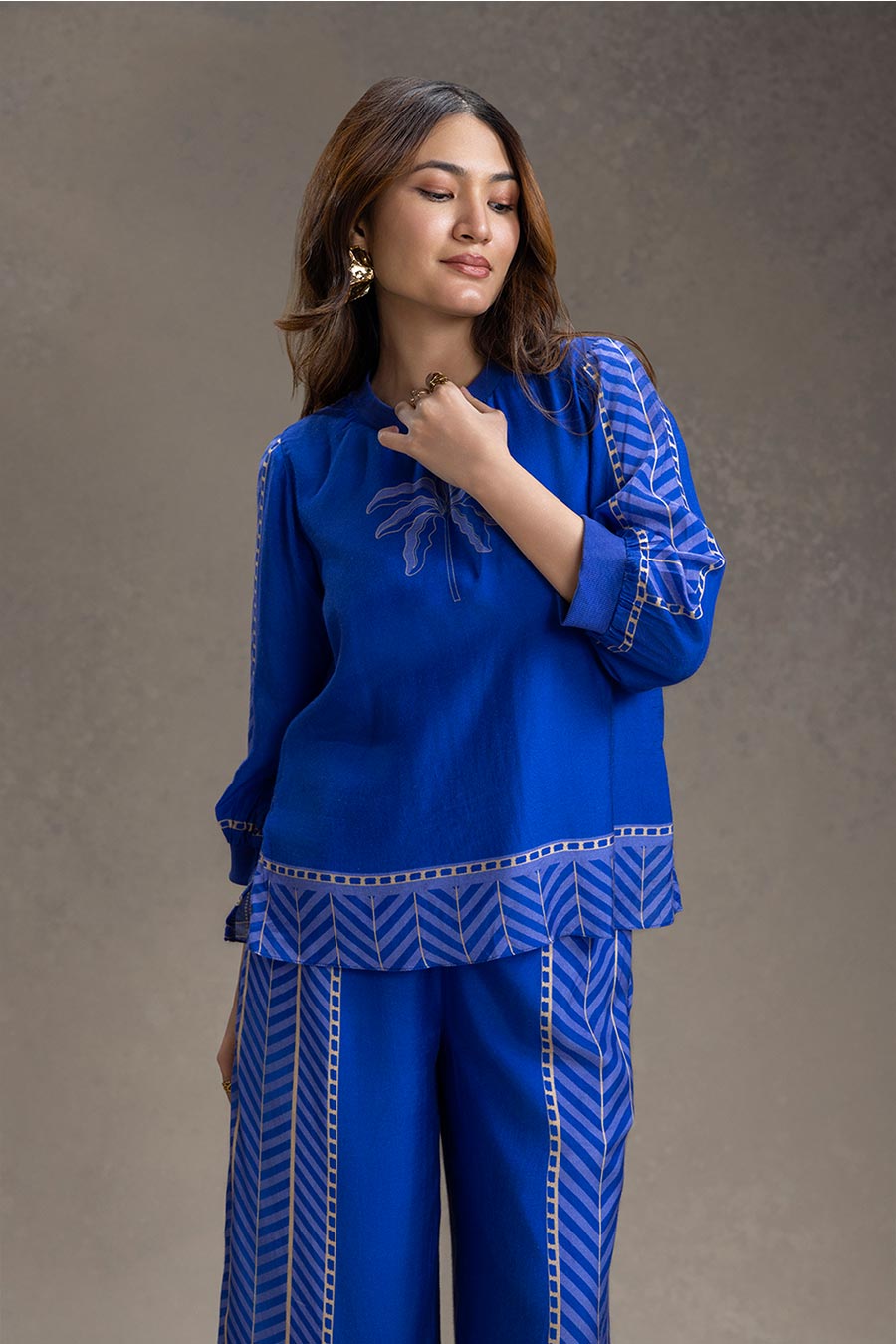 Blue Kyomi Printed Top & Pants Co-Ord Set