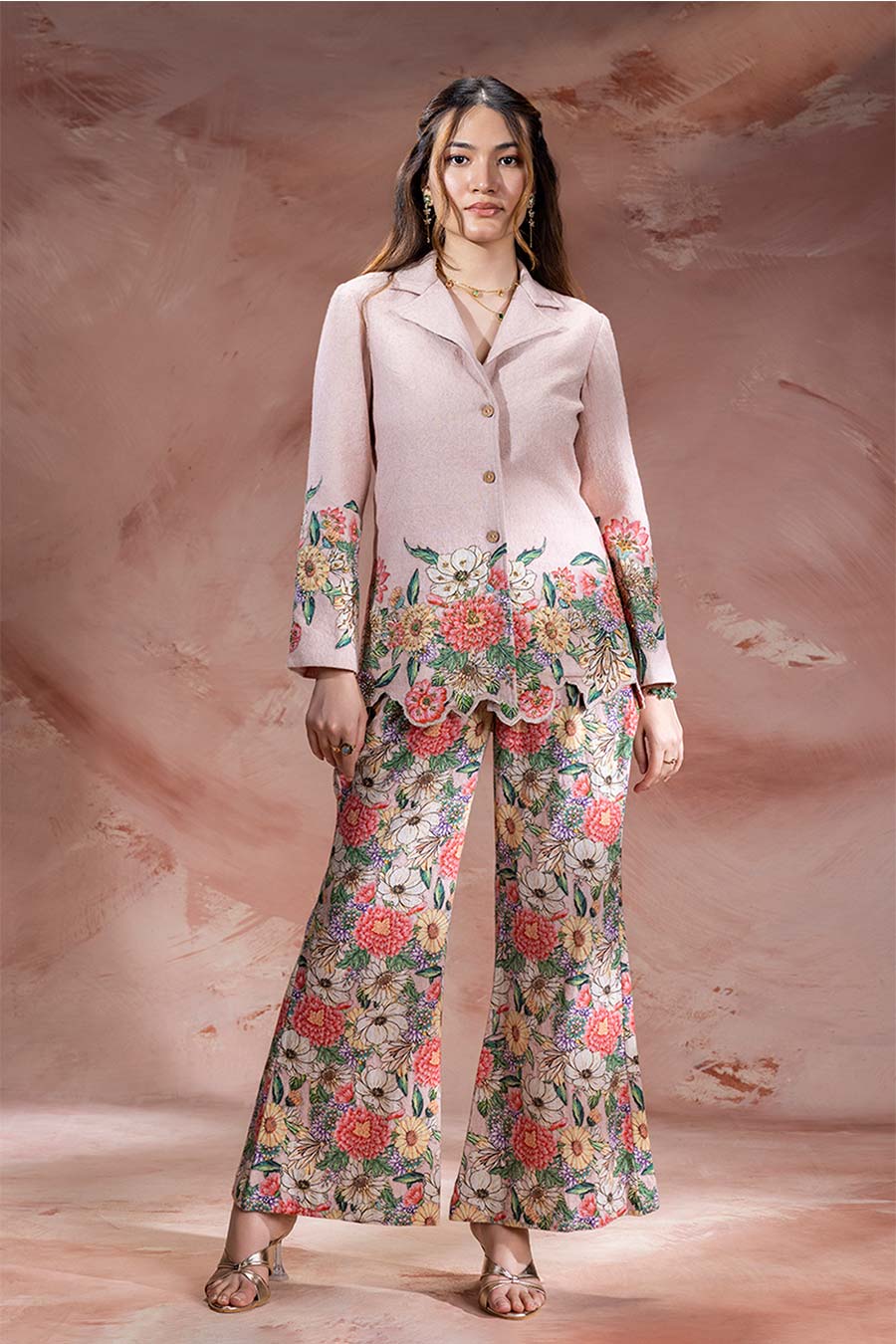 Pink Baghira Embroidered Blazer Co-Ord Set