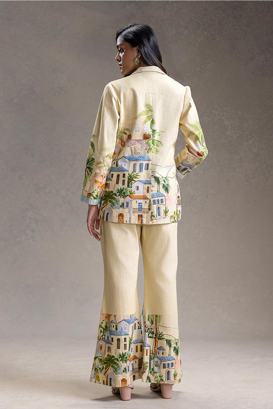 Riviera Yellow Printed Blazer Co-Ord Set
