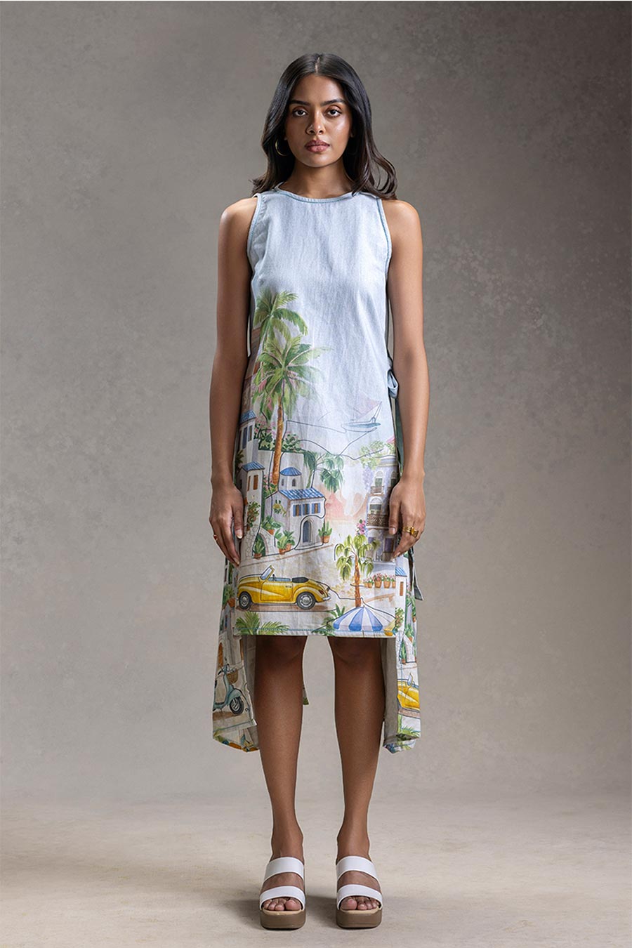 Blue Reviera Printed Panelled Dress